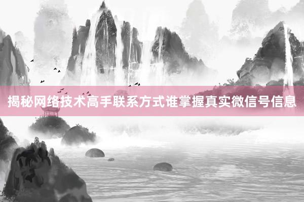 揭秘网络技术高手联系方式谁掌握真实微信号信息